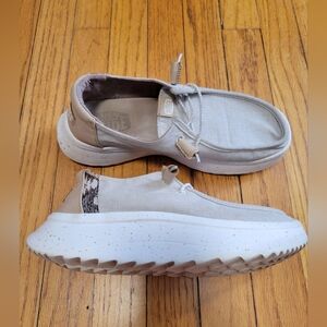 Hey Dude Wendy Peak Woven Casual Shoes Natural Sz 8 Womans